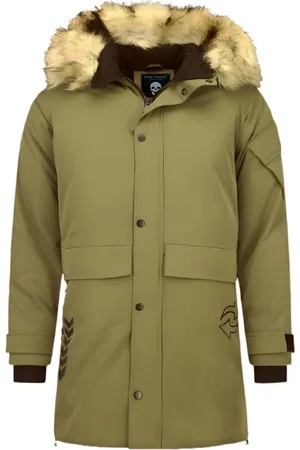 Enos Lange parka jas met bontkraag