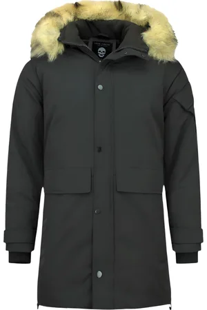 Enos Lange parka jas met bontkraag