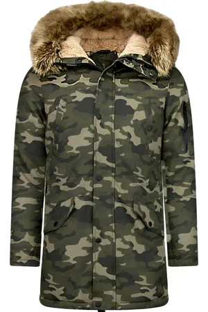 Enos Lange winterjas met faux bontkraag