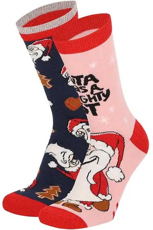 Apollo Dames foute kerstsokken santa 2-pack
