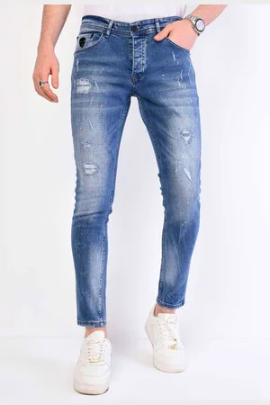 Local Fanatic Broek met verfspatten slim fit 1063