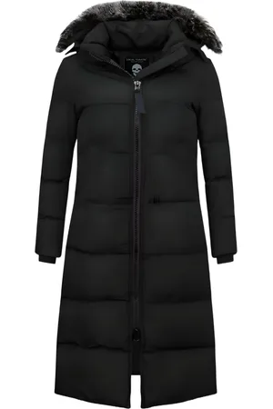 Matogla Extra lange winterjas met kunst bontkraag