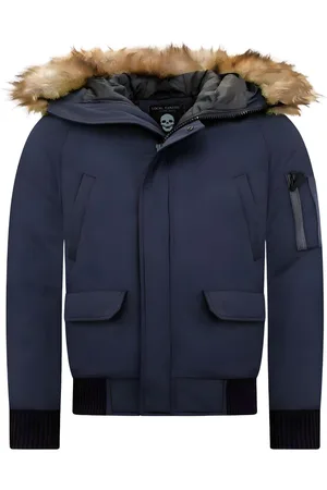 Enos Korte winterjas met faux bontkraag