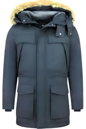Enos Lange parka jas met faux bontkraag