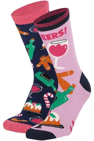 Apollo Dames foute kerstsokken gingerbread wine 2-pack