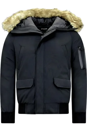 Enos Korte winterjas met faux bontkraag