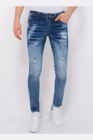 Local Fanatic Paint splatter stonewashed jeans mens slim fit
