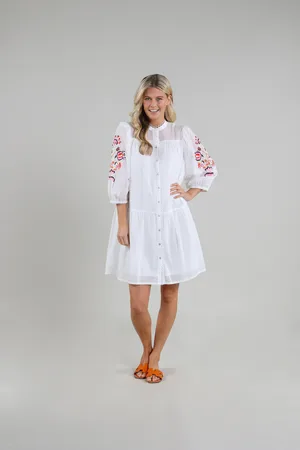 NUKUS Ame dress embroidery off white