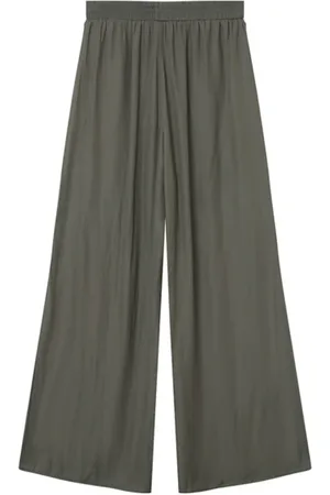 Grace & Mila Kaki satijnlook wijde pantalon matcha