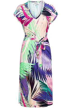 &Co Woman &co women jurk valerie leaf turquoise multi