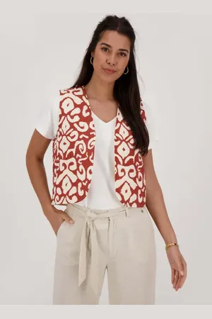 Zusss Gilet ornamentprint cacaobruin/zand