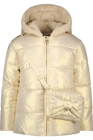 Le Chic Meisjes winterjas kort met strik en tas babs dreamy creamy