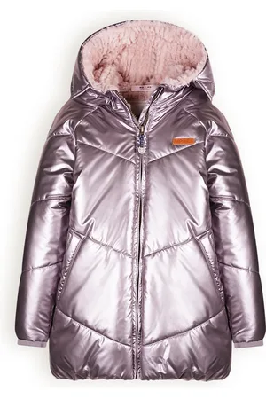 NoNo Meisjes winterjas halflang met capuchon baybee metallic blush
