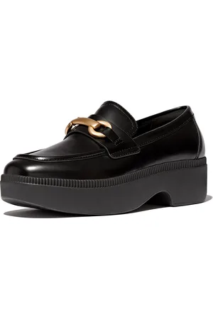 FitFlop F-luma chunky-snaffle box-leather d/wedge loafers