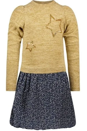 Like Flo Meisjes jurk bloemen aop camel