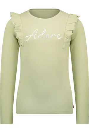 MAYCE Meisjes shirt rib ruffel pistache