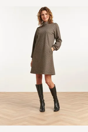 Smashed Lemon 23513 dames midi jurk met col vintage print |