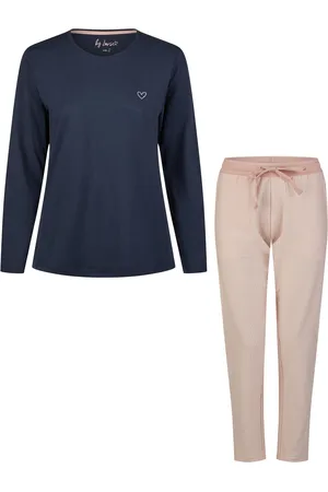 by Louise Essential dames pyjama set lang katoen blauw