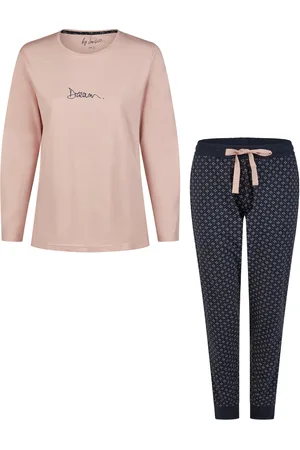 by Louise Essential dames pyjama set lang katoen roze