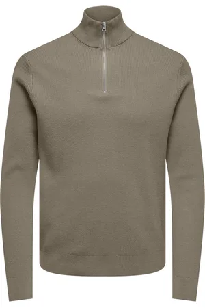 Only & Sons Onsphil reg 12 struc half zip knit taupe