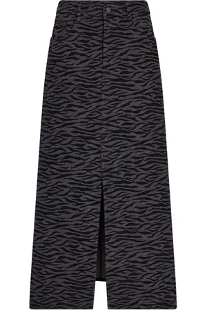 Co`Couture Zebracc denim slit skirt black