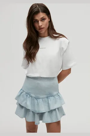 Homage to Denim Licht denim ruffle minirok