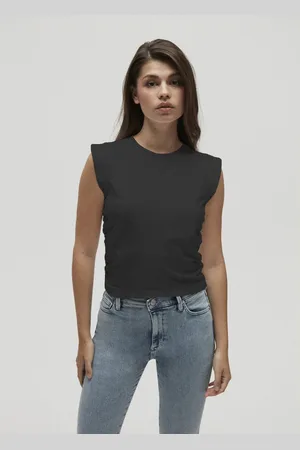 Homage to Denim Cropped top met plooien