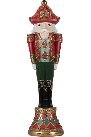 Clayre & Eef Beeld notenkraker 10x10x36 cm polyresin kerstdecoratie