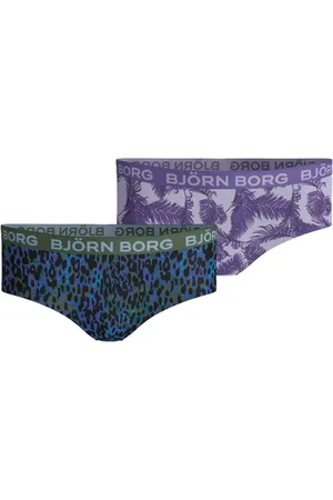 Björn Borg Meisjes hipster 2-pack – panterprint & bladeren – stretch katoen