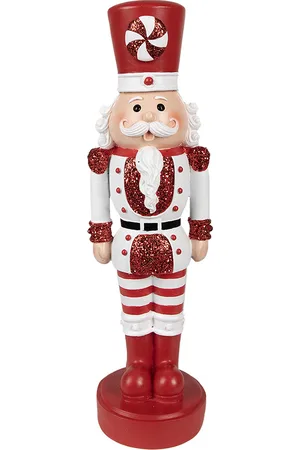 Clayre & Eef Kerstdecoratie beeld notenkraker 37 cm wit polyresin