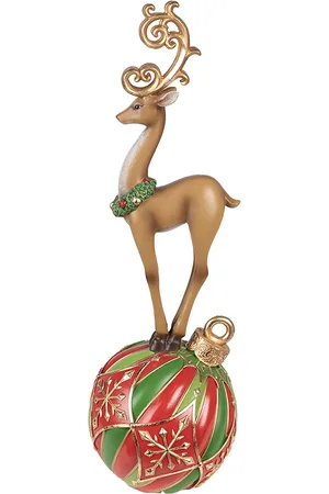 Clayre & Eef Beeld rendier 43 cm rood polyresin kerstdecoratie