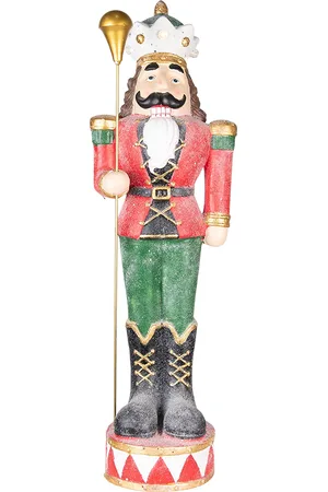 Clayre & Eef Beeld notenkraker 89 cm groen polyresin kerstdecoratie