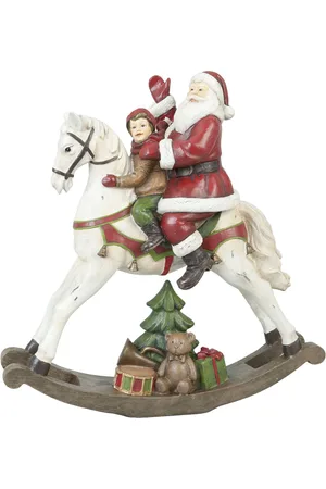 Clayre & Eef Beeld kerstman 30 cm wit polyresin kerstdecoratie