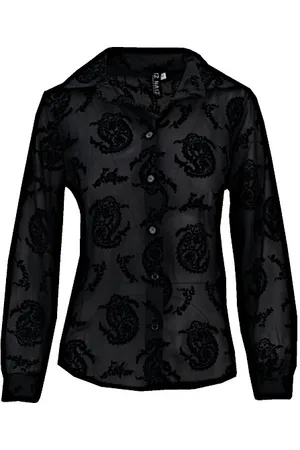 IZ NAIZ Blouse 3818 georgette paisley velvet black