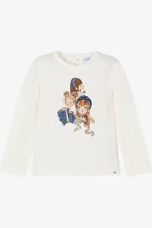 Mayoral Meisjes shirt longsleeve natural navy