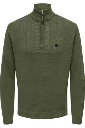 Only & Sons Onsrhett reg 7 half zip knit cs olijf