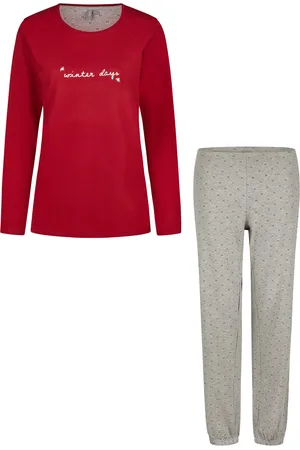 by Louise Dames pyjama set lang katoen rood