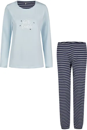 by Louise Dames pyjama set lang katoen lichtblauw