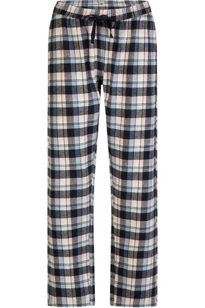by Louise Dames pyjamabroek geruit flanel grijs/roze