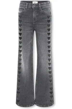 ONLY Kogjuicy wide heart emb dnm black denim