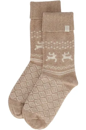 Apollo Dames wollen huissokken met omslag winter print