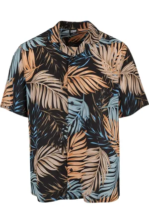 Urban classics Heren palm leaf viscose overhemd