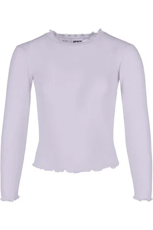 Urban classics Meisjes t-shirt met korte geribde mouwen