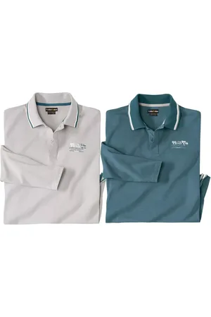 Atlas For Men Heren casual poloshirt met lange mouwen (set van 2)