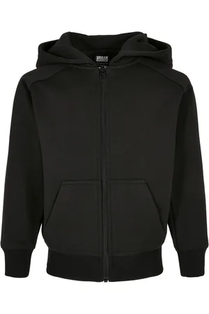 Urban classics Jongens basic capuchon met koord en volledige rits