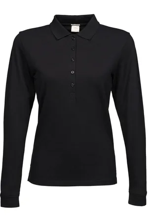 TeeJays Dames luxe stretch poloshirt met lange mouwen