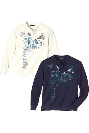 Atlas For Men Heren henley t-shirt met lange mouwen (pack of 2)