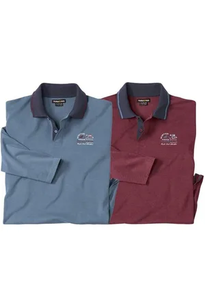 Atlas For Men Heren snow mountain poloshirt met lange mouwen (set van 2)
