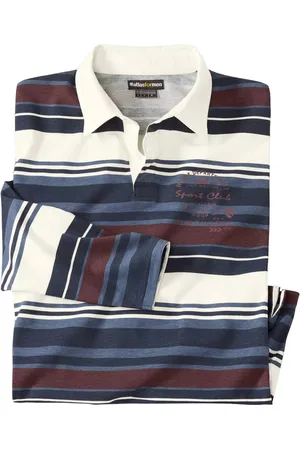 Atlas For Men Herenpoloshirt met contrasterende lange mouwen