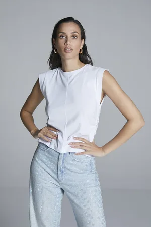 Homage to Denim H-cs25m106 sleeveless top h gathering